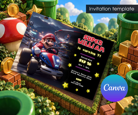 Mario Kart Gamer Invitation mockup