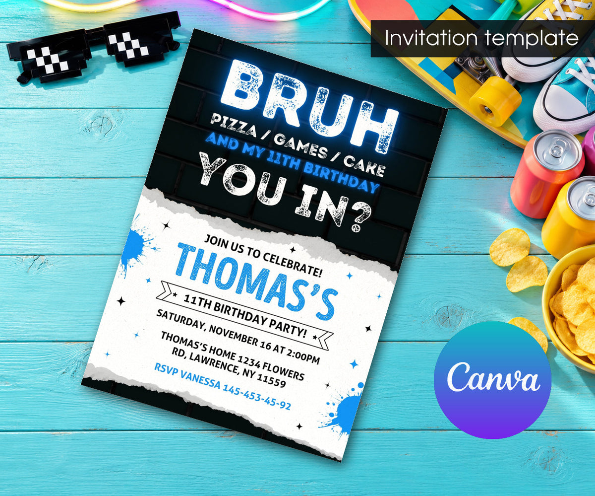 Bruh Gamer Invitation mockup