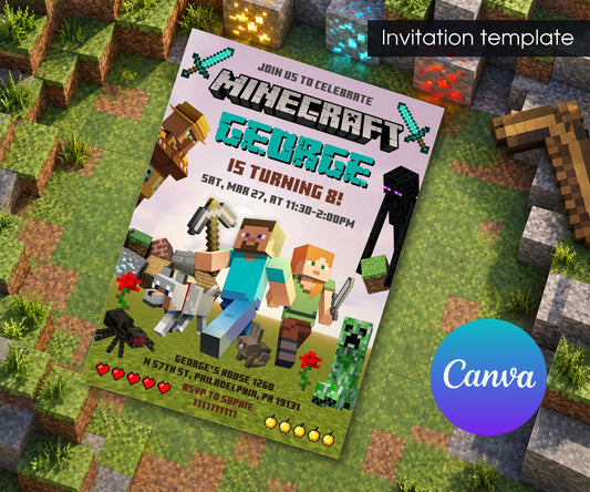 Minecraft Gamer Invitation mockup