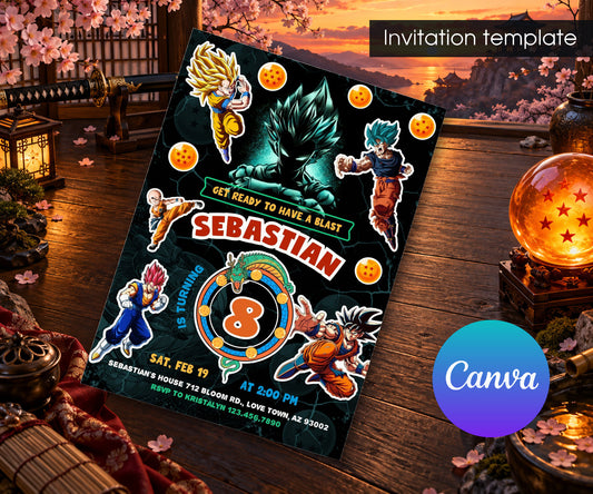 Dragon Ball Z Anime Invitation mockup