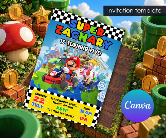Mario Kart Gamer Invitation mockup
