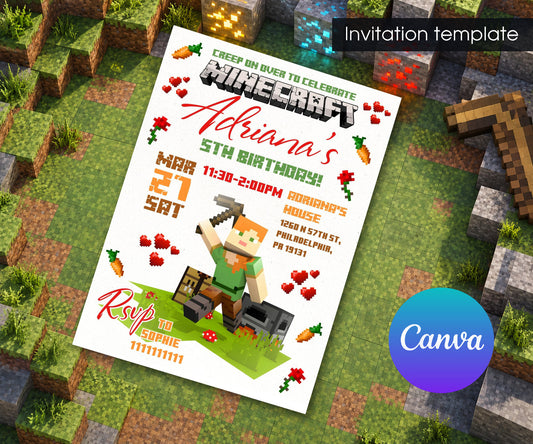 Minecraft Gamer Invitation mockup