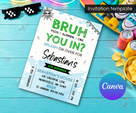 Bruh Pool Invitation mockup