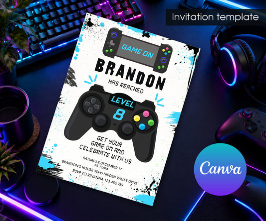Gamer Party Invitation mockup