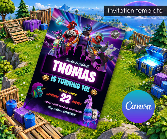 Fortnite Gamer Invitation mockup
