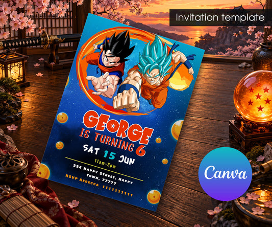 Dragon Ball Z Anime Invitation mockup