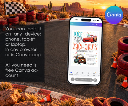 Cars Lightning McQueen Invitation mockup