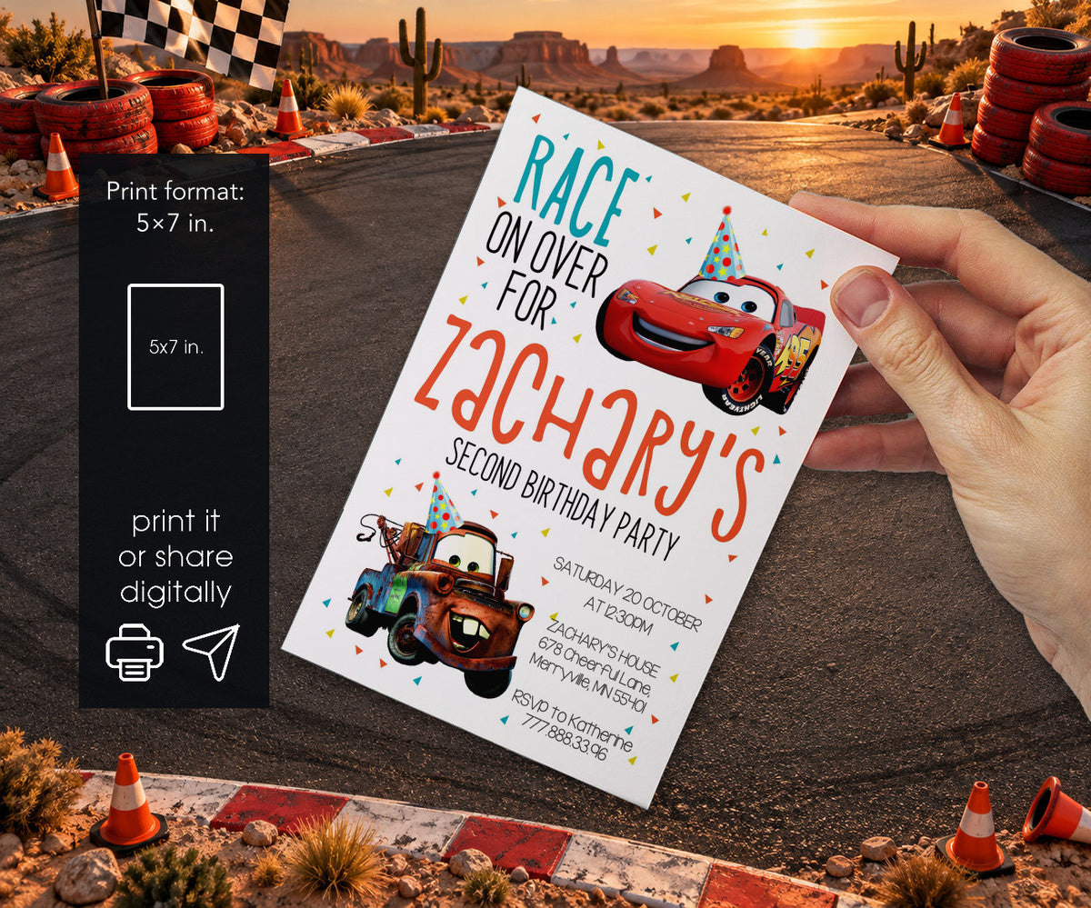 Cars Lightning McQueen Invitation mockup