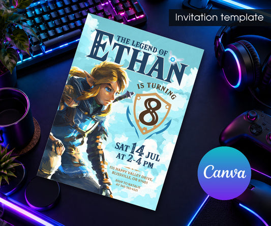 Legend of Zelda Gamer Invitation mockup