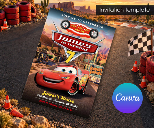 Cars Lightning McQueen Invitation mockup