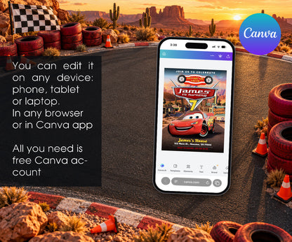 Cars Lightning McQueen Invitation mockup