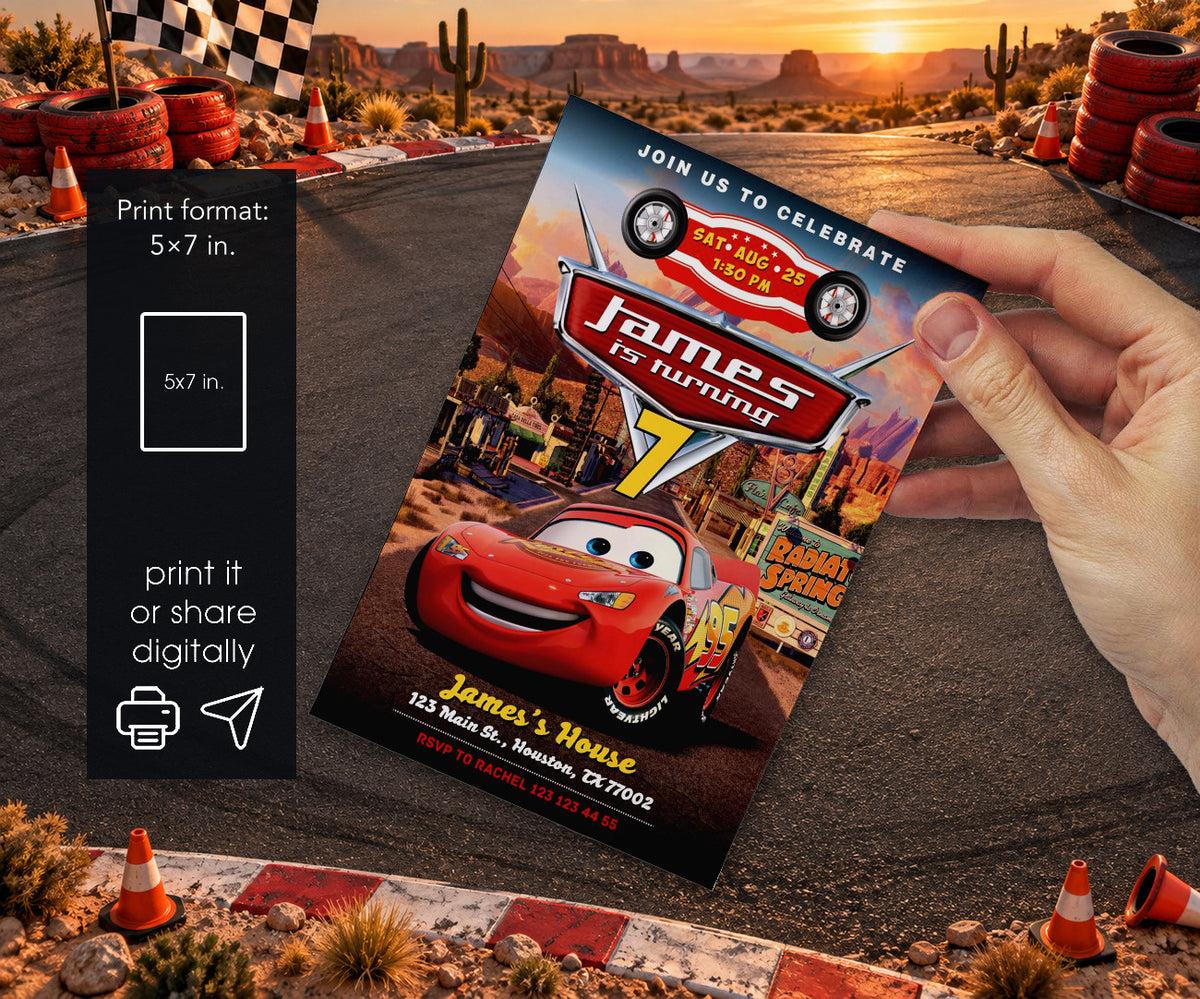 Cars Lightning McQueen Invitation mockup