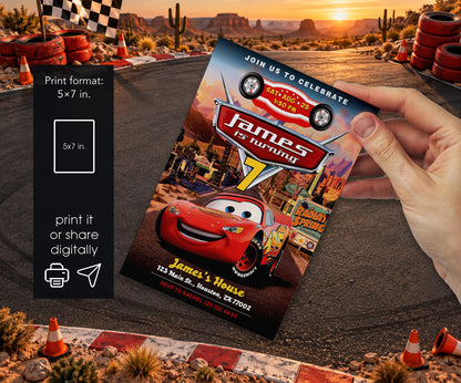 Cars Lightning McQueen Invitation mockup