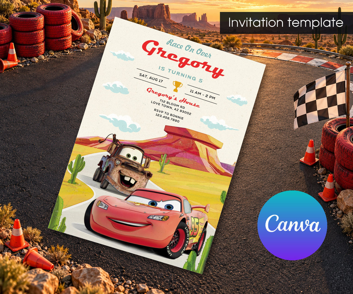 Cars Lightning McQueen Invitation mockup