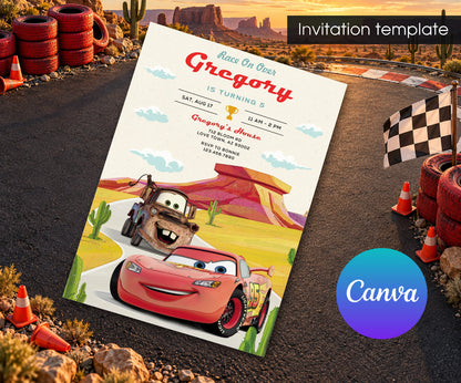 Cars Lightning McQueen Invitation mockup
