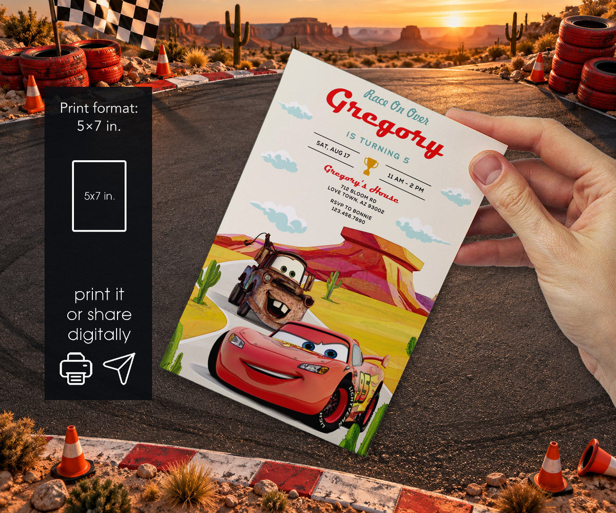 Cars Lightning McQueen Invitation mockup