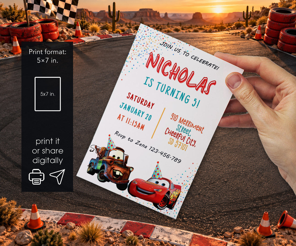 Cars Lightning McQueen Invitation mockup