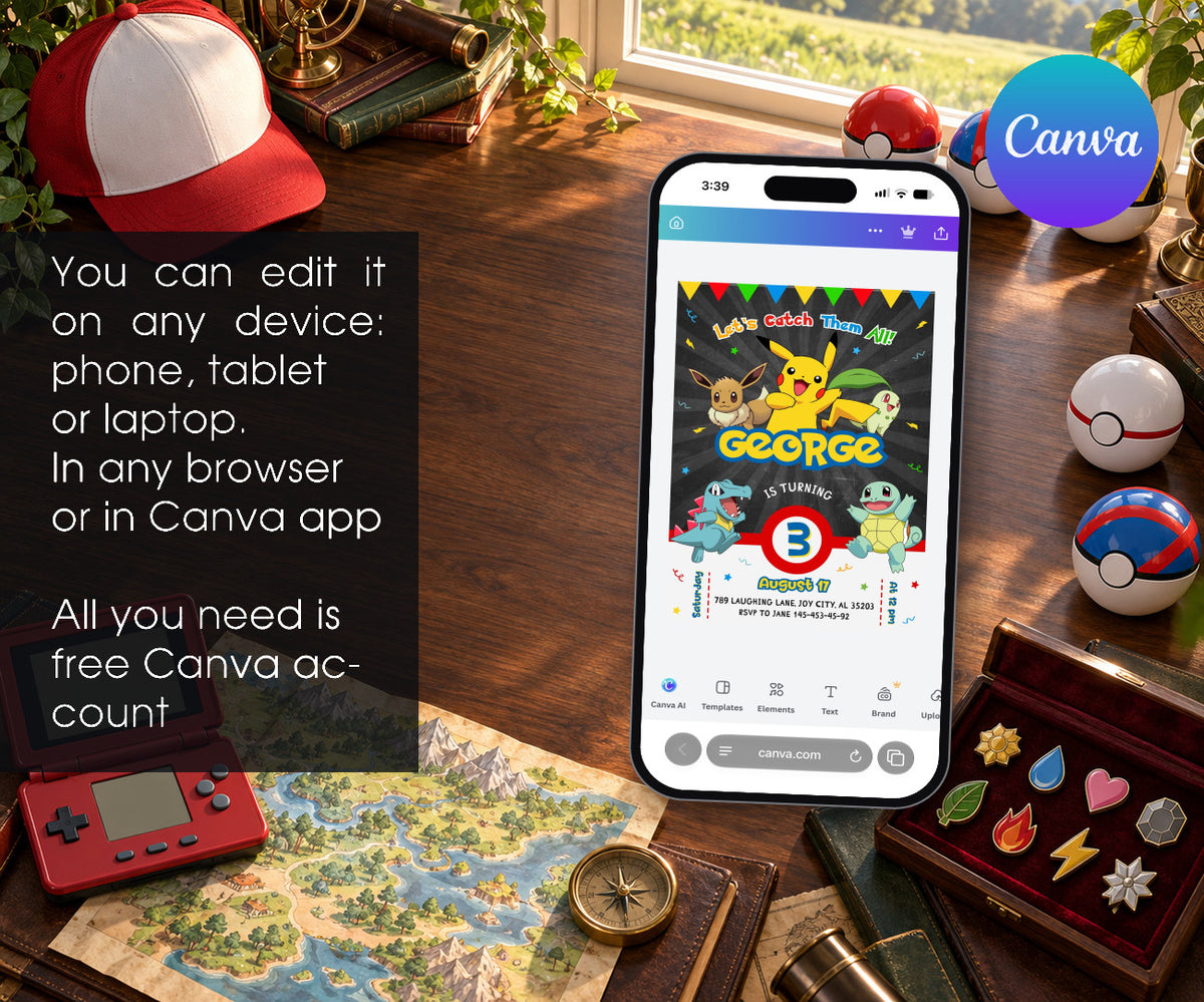 Pokemon Pikachu Invitation mockup