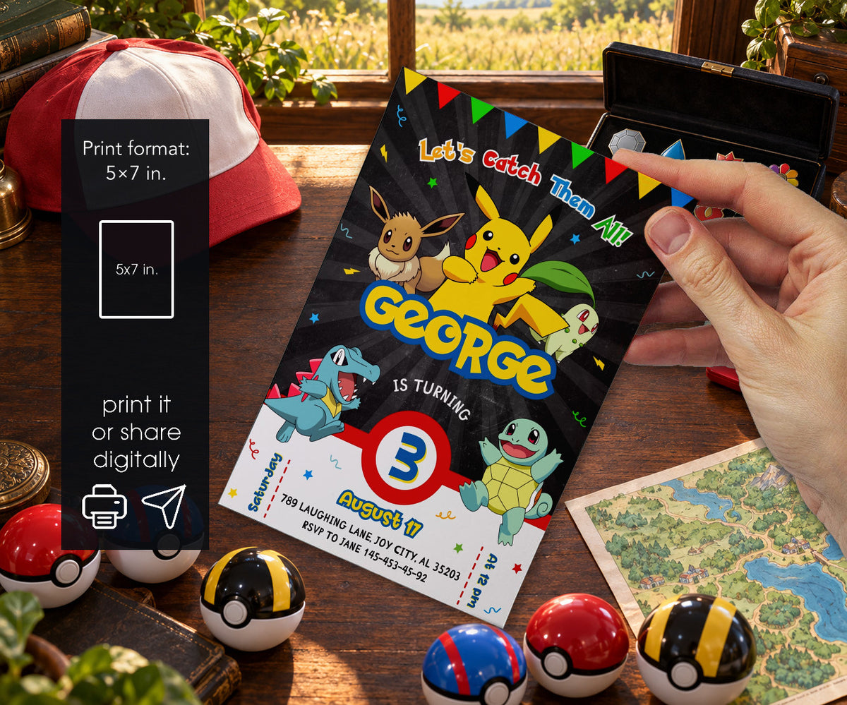 Pokemon Pikachu Invitation mockup