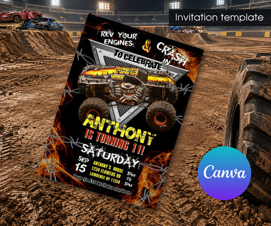 Max-D Monster Jam Truck Invitation mockup