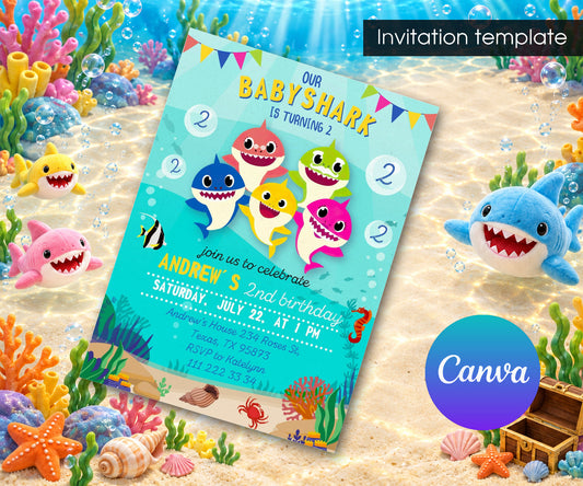 Baby Shark Invitation mockup