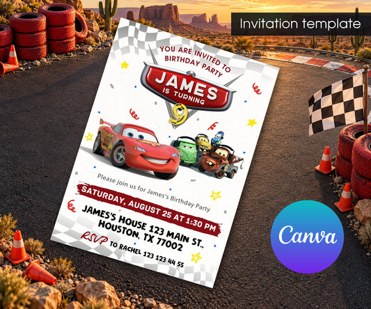 Cars Lightning McQueen Invitation mockup