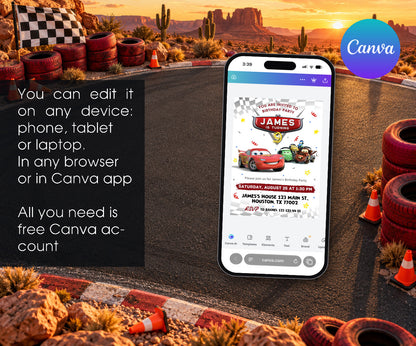 Cars Lightning McQueen Invitation mockup