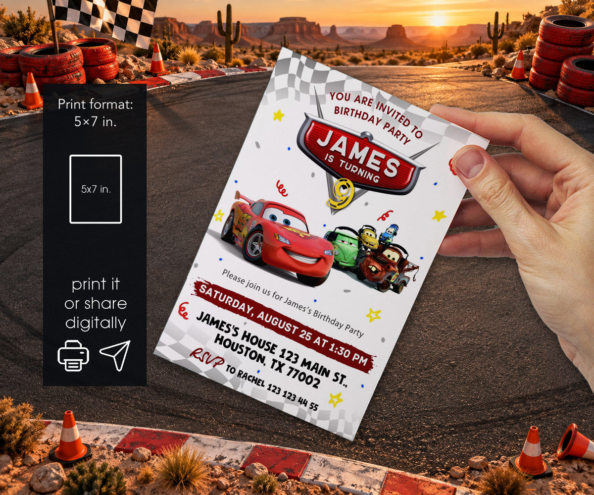 Cars Lightning McQueen Invitation mockup