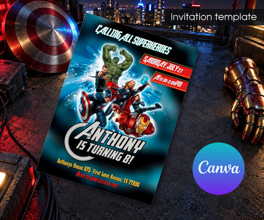 Avengers Marvel Superhero Invitation mockup