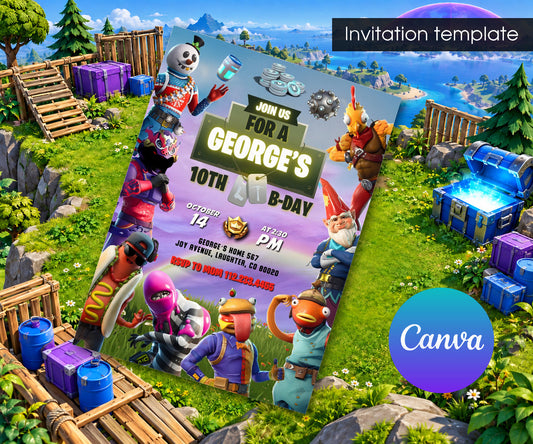 Fortnite Gamer Invitation mockup