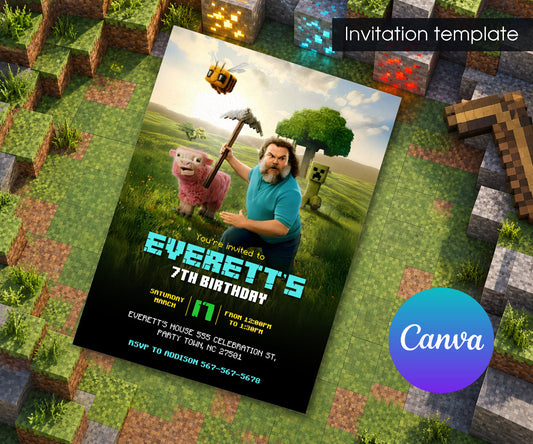 Minecraft Movie Gamer Invitation mockup