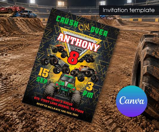 Monster Jam  Monster Truck Invitation mockup