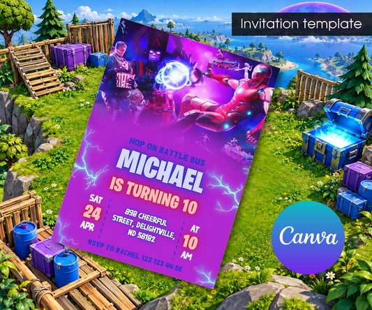 Fortnite Gamer Invitation mockup