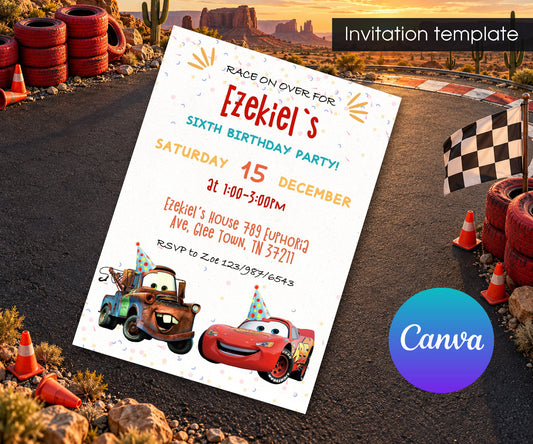 Cars Lightning McQueen Invitation mockup