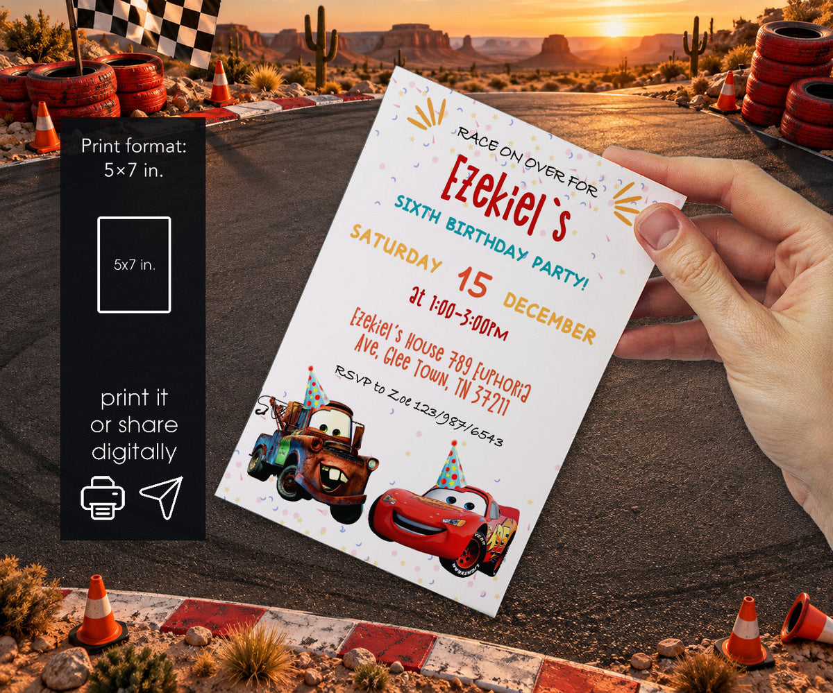 Cars Lightning McQueen Invitation mockup
