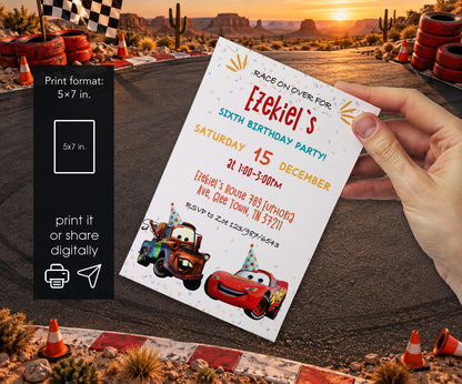 Cars Lightning McQueen Invitation mockup