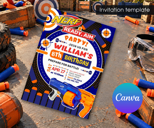 NERF Dart Wars Invitation mockup