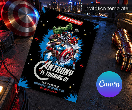 Avengers Marvel Superhero Invitation mockup