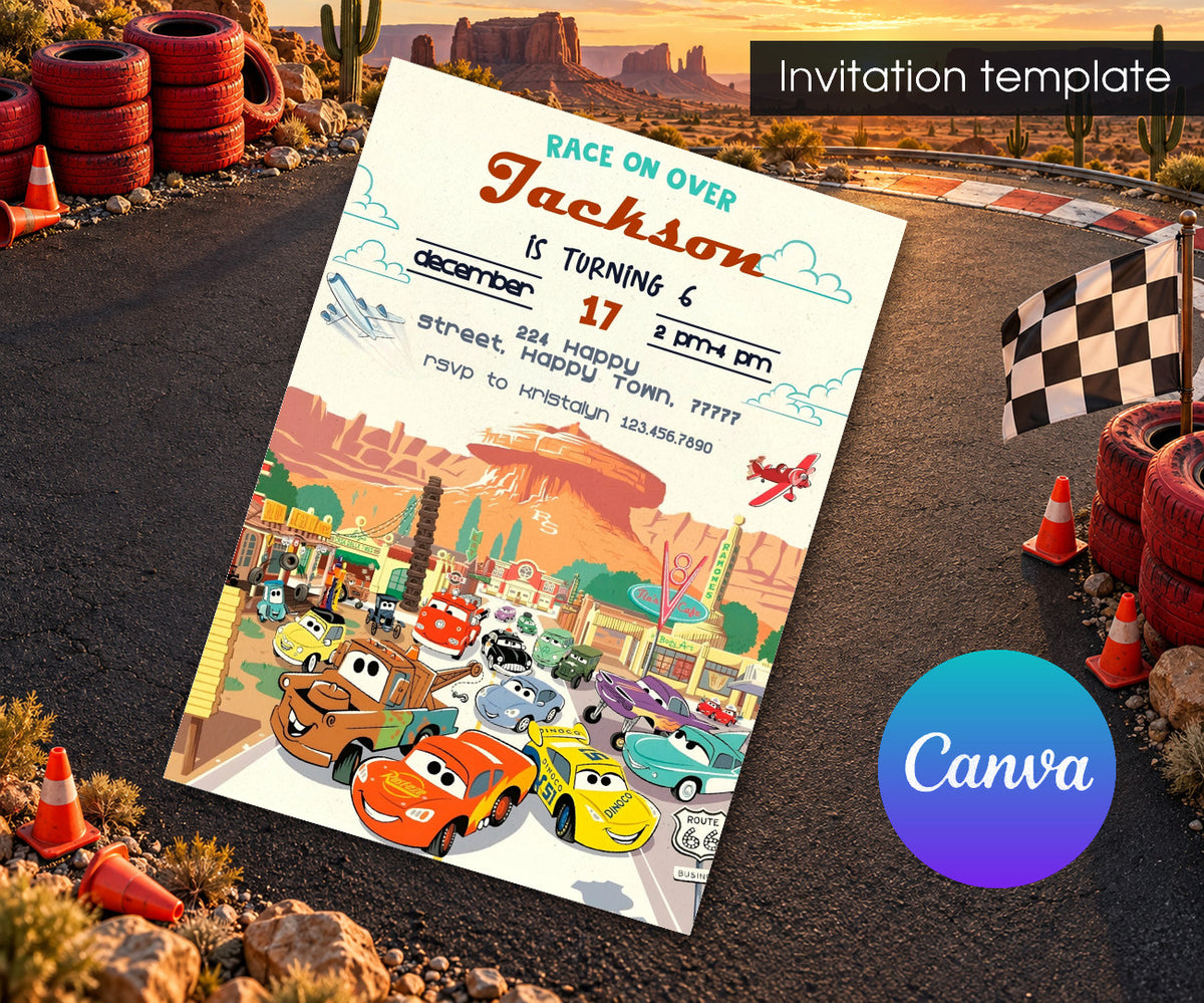 Cars Lightning McQueen Invitation mockup