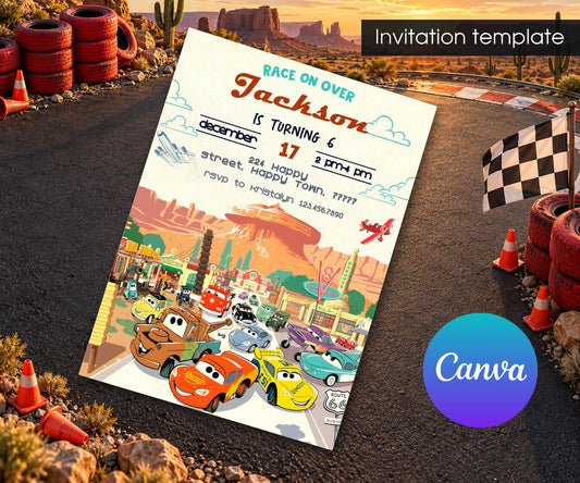 Cars Lightning McQueen Invitation mockup