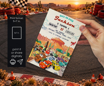 Cars Lightning McQueen Invitation mockup