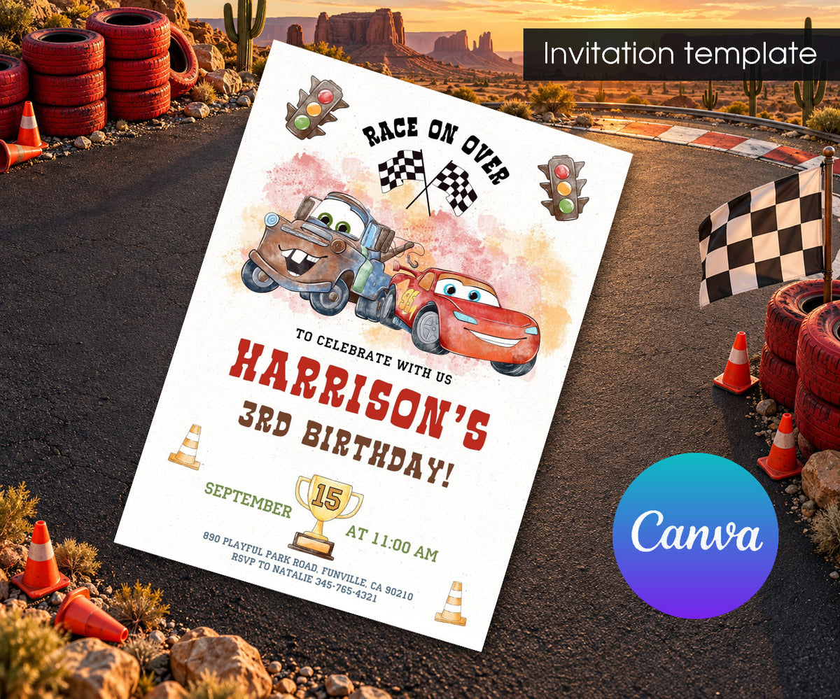 Cars Lightning McQueen Invitation mockup