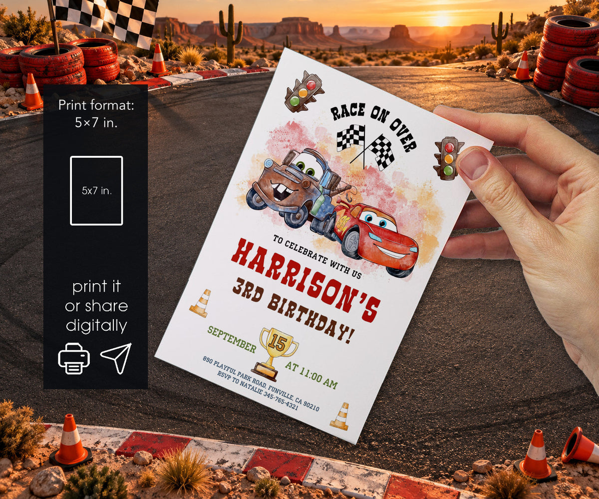 Cars Lightning McQueen Invitation mockup