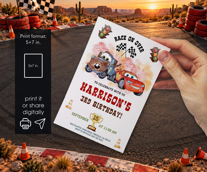 Cars Lightning McQueen Invitation mockup