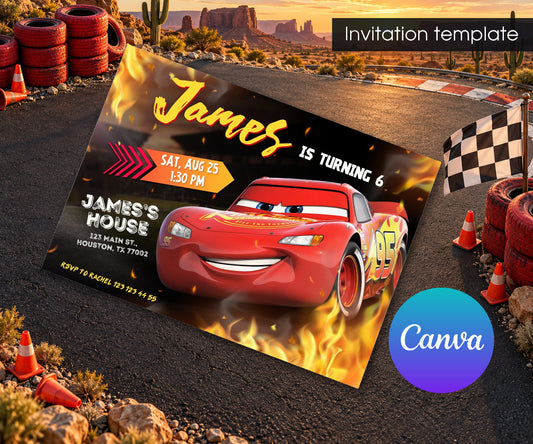Cars Lightning McQueen Invitation mockup