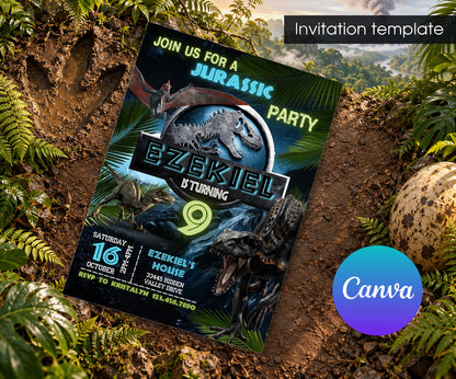 Jurassic Park Dinosaur Invitation mockup