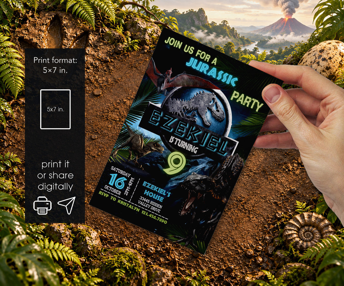 Jurassic Park Dinosaur Invitation mockup