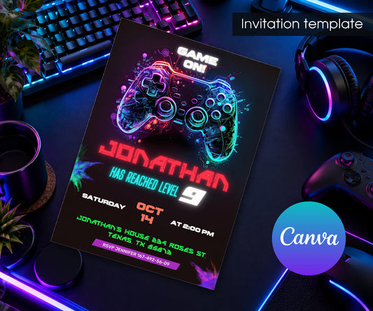 Gamer Party Invitation mockup