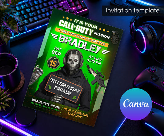Call of Duty Gamer Invitation mockup