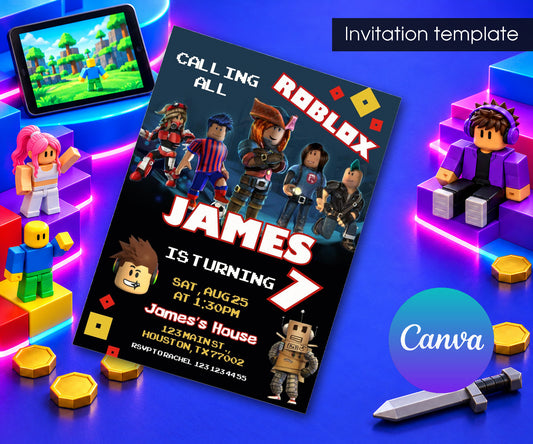 Roblox Gamer Invitation mockup